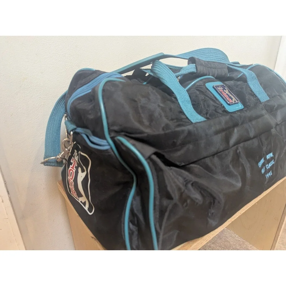 PGA Tour Duffel Bag 1993 Retro Golf Tournament Promo Black Teal Bag Vtg